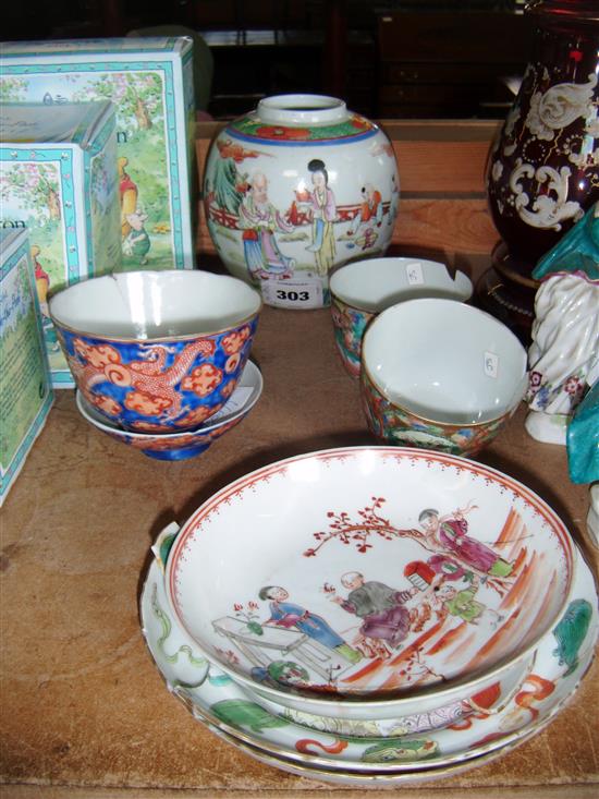 Chinese tea bowls, ginger jar etc
